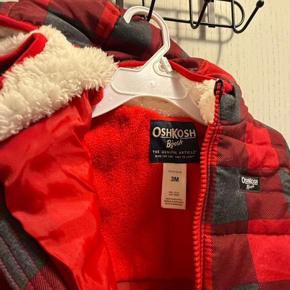OshKosh B'Gosh Boys Snowsuit/Pram Red & Black Buffalo Plaid Check SZ3 Months NWT - Picture 4 of 7